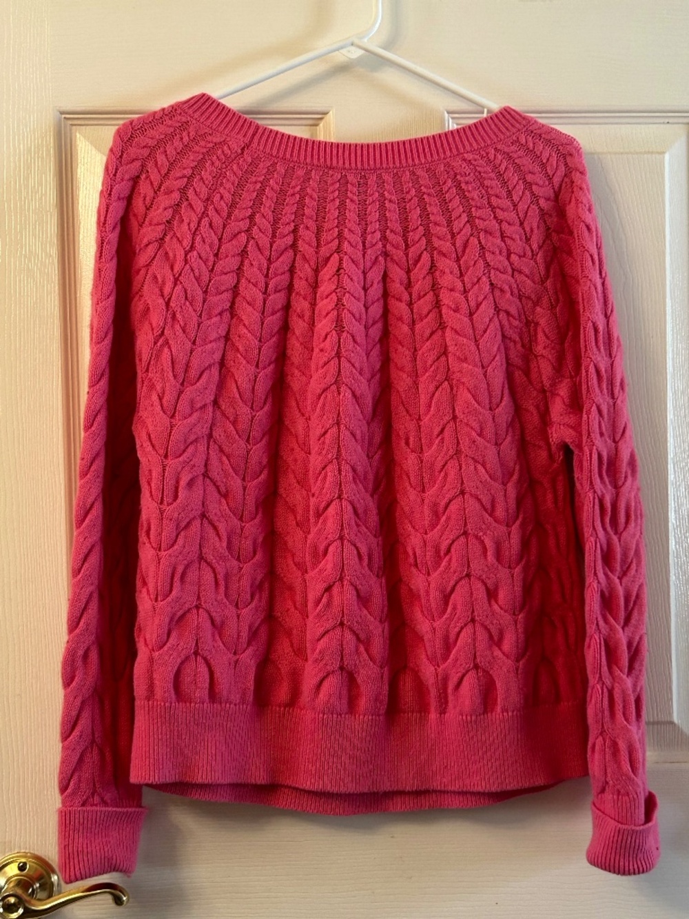 Talbots bright pink cable knit pullover sweater, size L - Picture 2 of 6